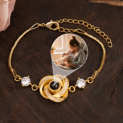 Personalised Geometric Pattern Photo Projection Bracelet with Picture Inside Unique Gift For Mum Couple
