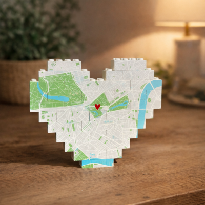 Personalised Map Print Heart Made With Bricks Custom Jigsaw Unique Keepsake Gift For Couple Anniversary Present Ideas