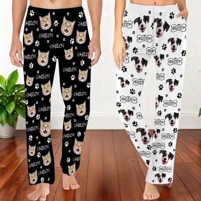 Custom Pet Portrait Pajama Pants Personalised Dog Face Pajamas Pants Unique Gift for Pet Lover Christmas Gifts