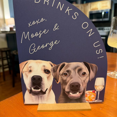 Custom Wedding Bar Menu Sign with Pet Portrait Wedding Table Bar Menu Signs Acrylic Bar Menu Signage