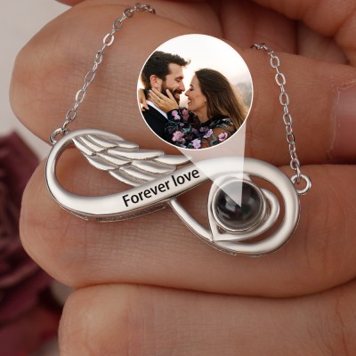 Custom Heart Infinity Projection Necklace With Picture Inside Love Gifts For Wife Keepsake Gift For Soulmate
