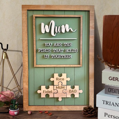 Personalised You Are The Piece That Holds Us Together Wooden Mum Puzzle Sign with Kids Names Gifts for Mum Mother's Day Gift