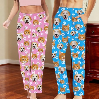 Custom Pet Portrait Pajama Pants Personalised Dog Face Pajamas Pants Unique Gift for Pet Lover Christmas Gifts