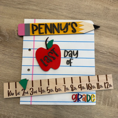 Personalised Wooden Interchangeable Back to School Photo Prop Sign First/100th/Last Day of School Gifts for Kids