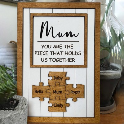 Personalised Mum Wooden Puzzle Frame with Kids Names
