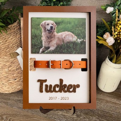 Custom Pet Memorial Collar Photo Frame Keepsake Gifts For Pet Lover Pet Loss Gift