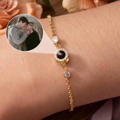 Custom Photo Projection Bracelet With Picture Inside Love Gift for Girlfriend Unique Gift For Couple