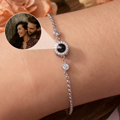 Personalised Photo Projection Bracelet With Picture Inside Unique Gift for Girlfriend Keepsake Gift For Couple