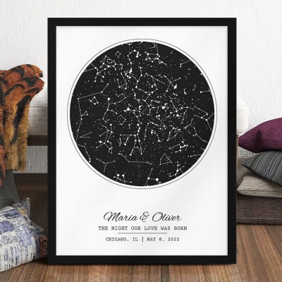 Custom The Night Our Love Was Born Star Map Frame By Date Anniversary Gifts Unique Gifts for Couple