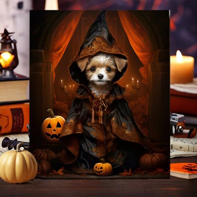 Personalised Halloween Pet Portrait Frame Custom Halloween Poster Funny Wall Art for Pet Lovers Memorial Gifts