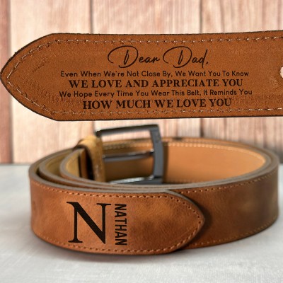 Personalised Mens Engraved Leather Belt for Father's Day Gift