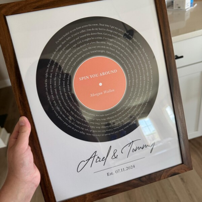 Custom Record Vinyl Song Lyrics Print Frame Gifts for Couples Wedding Anniversary Gift Ideas