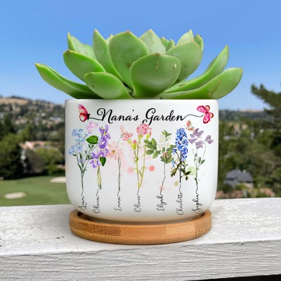 Custom Nana's Garden Birth Flower Succulent Plant Pot Personalised Gifts for Grandma Mum Mother's Day Gift Ideas