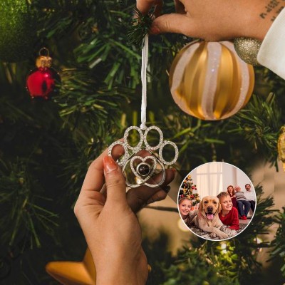 Custom Dog Paw Photo Projection Ornament Gifts for Dog Owners Family Christmas Gifts