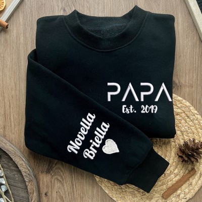 Custom Papa Embroidered Sweatshirt Hoodie Best Father's Day Gift Ideas