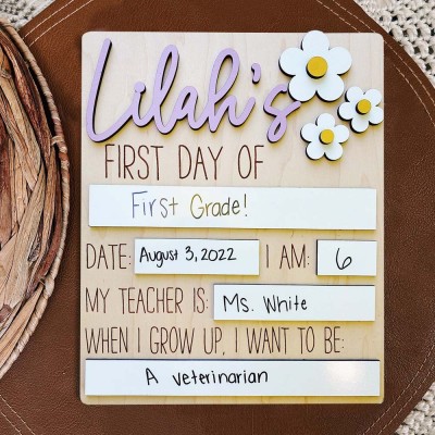 Custom First Day of School Daisy Sign Girls Back to School Board Gift Ideas for Kids