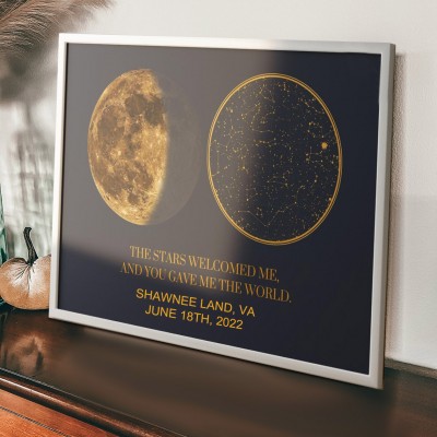 Custom Moon Phase Star Map Frame New Mum Gift Unique Gifts for Mum Grandma Mother's Day Gift Ideas
