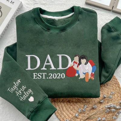 Personalised Photo Embroidered Dad Sweatshirt Hoodie With Date Family Keepsake Father's Day Gift Ideas