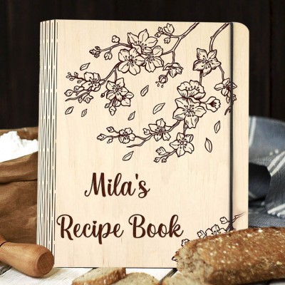 Personalised Recipe Book Blank Binder Custom Wooden Engraved Journal for Mum Grandma Christmas Gifts