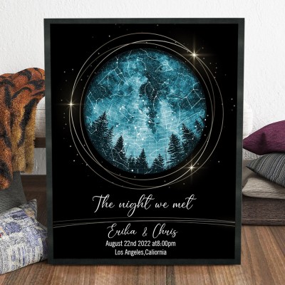 The Night We Met Personalised Star Map Frame By Date for Couples Anniversary Gift Ideas Christmas Gifts for Her