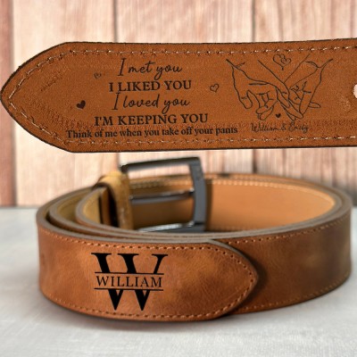 Personalised Mens Engraved Leather Belt Gift for Boyfriend Anniversary Gift for Husband Christmas Gifts