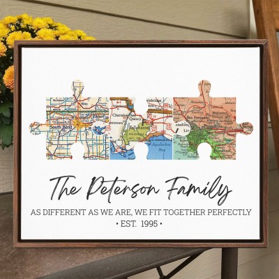 Family Puzzle Travel Map Personalised Keepsake Gifts for Mum Wife Anniversary Gift Family Christmas Gift