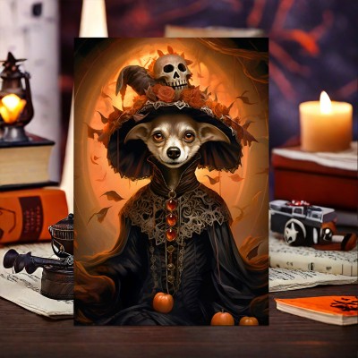 Personalised Halloween Pet Portrait Frame Custom Halloween Poster Funny Wall Art for Pet Lovers Memorial Gifts