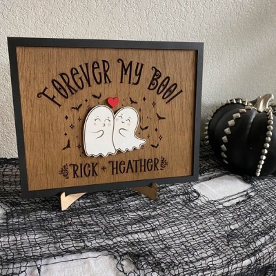 Forever My Boo Ghost Wood Sign Personalised Spooky Couple Sign Funny Halloween Gift Ideas