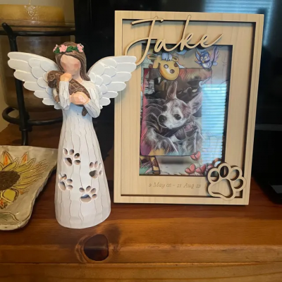 Personalised Pet Memorial Wood Photo Frame with Name Keepsake Gift for Pet Lover