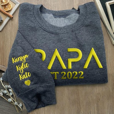 Personalised Embroidered Papa Sweatshirt With Kids Names Special Father's Day Gift Ideas