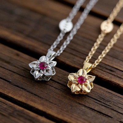 Personalised Dainty Initial Birth Flower Necklace With Birthstone Fidget Spinner Birthflowers Gift Mother's Day Gift