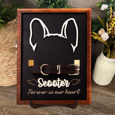 Personalised Dog Ear Outline Collar Photo Frame Dog Sympathy Gift Remembrance Gift For Loss Pet