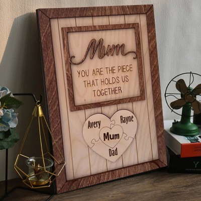 Personalised Heart Shaped Wooden Family Puzzle Pieces Sign With Kids Names Best Birthday Gift For Mum Grandma Mothers Day Gift Ideas Mum Pregnancy Gift