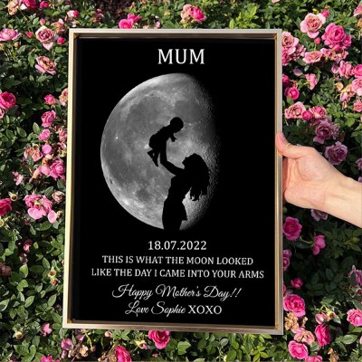 This Is What The Moon Looked Like The Day I Came Into Your Arms Custom Moon Phase Print Frame for Mum Mother's Day Gifts