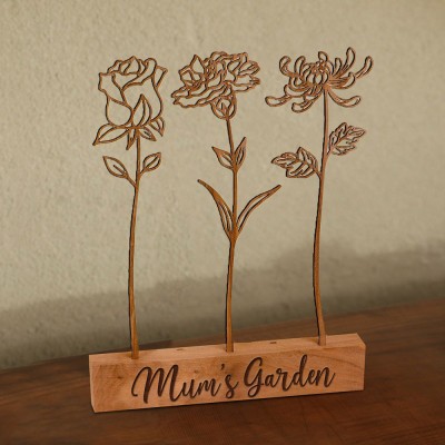 Personalised Mum's Garden Wood Sign Wood Birth Flower Garden Unique Gifts for Mum Grandma Christmas Gift