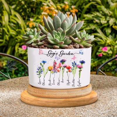 Custom Gigi's Garden Birth Flower Mini Succulent Pot Unique Gifts for Grandma Mum Mother's Day Gift