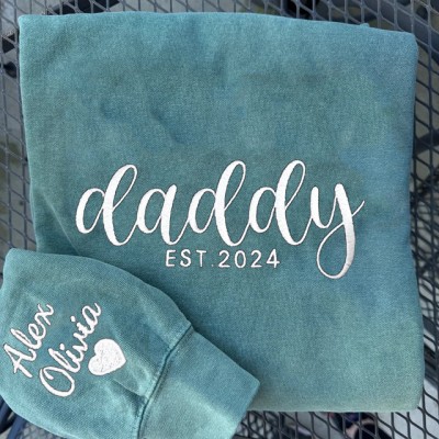 Custom Daddy Embroidered Sweatshirt Hoodie With Date Father's Day Gift Ideas
