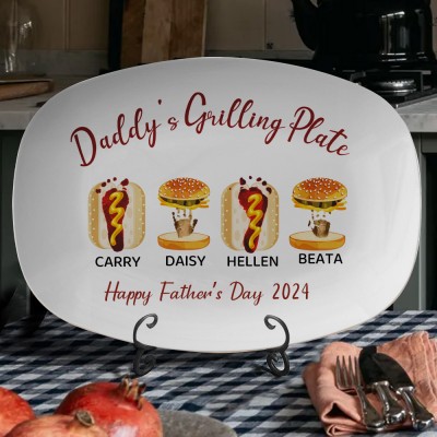 Custom Daddy's Grilling Plate Serving Gift For Barbeque Unique Platter Father's Day Gift Ideas