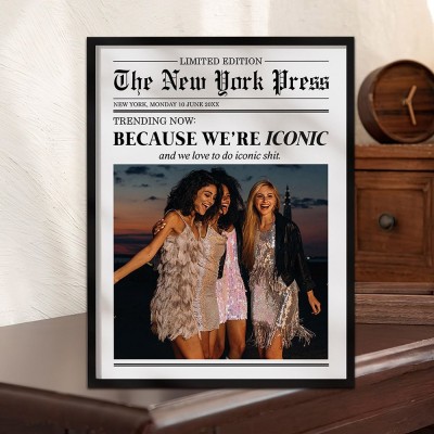 Custom Newspaper Print Frame Personalised Gifts for Friends Best Friend Gift Funny Gift for Her