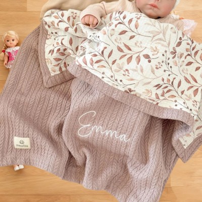 Custom Embroidered Baby Name Blanket Unique Baby Shower Gift Keepsake Gift for Kids Christmas Gift