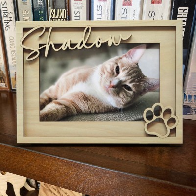 Personalised Pet Memorial Wood Photo Frame with Name Keepsake Gift for Pet Lover