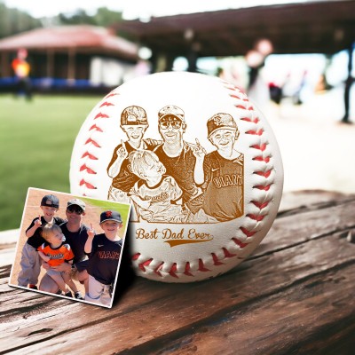 Personalised Best Dad Ever Photo Baseball Keepsake Gift For Family Father's Day Gift Ideas