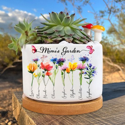 Custom Mimi's Garden Mini Succulent Plant Birth Flower Pots Mother's Day Gift Love Gift For Mum Grandma