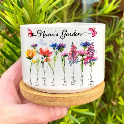Custom Nana's Garden Birth Flower Mini Succulent Plant Pots Gift For Mum Grandma Mother's Day Gift Ideas