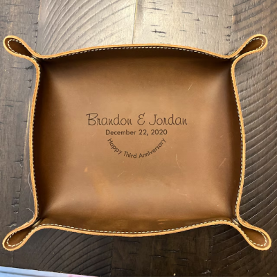 Personalised Engraved Leather Valet Tray 3rd Anniversary Gifts for Husband Christmas Gift Ideas