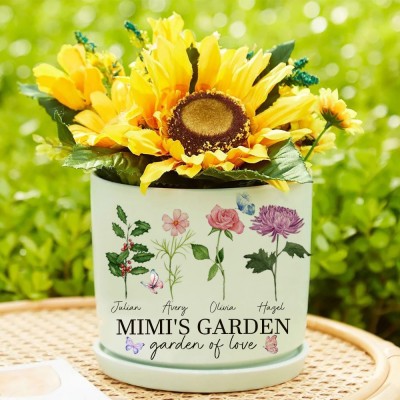 Personalised Garden of Life Mimi's Garden Birth Flower Pot Mother's Day Gift Ideas Family Birthday Gift For Mum Grandma