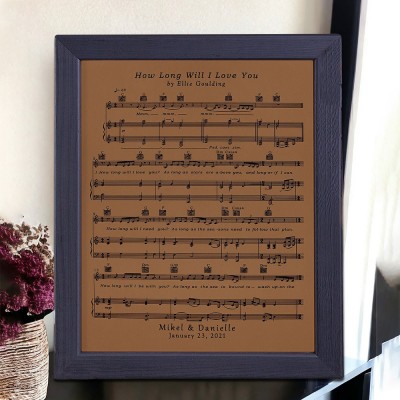 Leather Engraved Sheet Music Frame Personalised Wedding Gifts Anniversary Gift for Wife Christmas Gifts