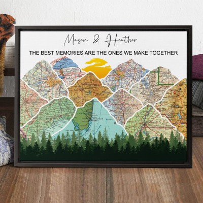 Personalised Wood Mountain Adventure Travel Map 5th Anniversary Gifts for Wife Husband Christmas Gift