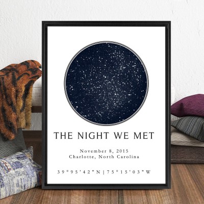 Personalised The Night We Met Star Map Frame By Date Anniversary Gift Ideas Unique Gifts for Couple
