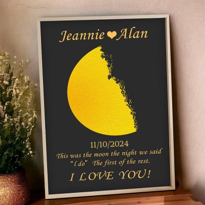 This Was The Moon The Night We Said I Do Personalised Moon Phase Print Frame for Couple Wedding Anniversary Gifts